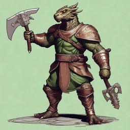 A detailed illustration of a bronze dragonborn from Dungeons & Dragons