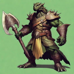 A detailed illustration of a bronze dragonborn from Dungeons & Dragons