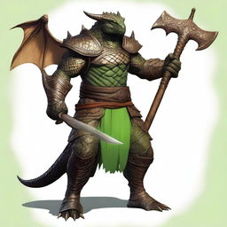 A realistic and detailed illustration of a bronze dragonborn from Dungeons & Dragons standing outside