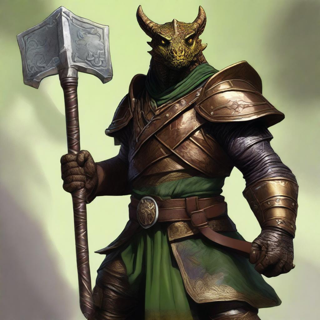 A realistic portrait of a bronze dragonborn from Dungeons & Dragons