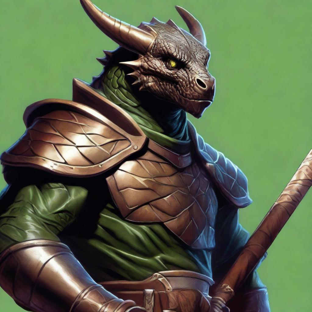 A realistic portrait of a bronze dragonborn from Dungeons & Dragons