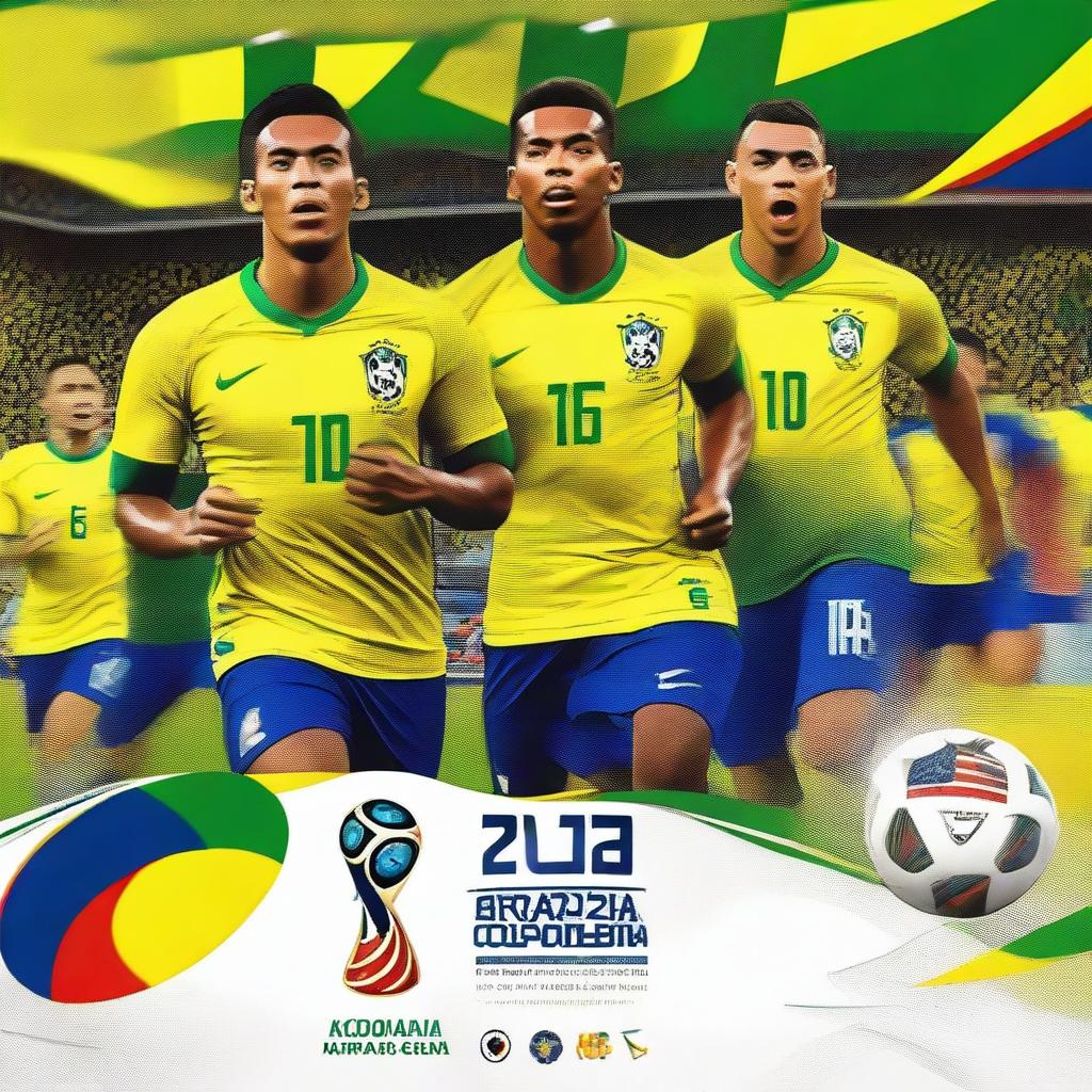 Create a thumbnail for a news video about the last match of the 2024 Copa America featuring Brazil vs Colombia