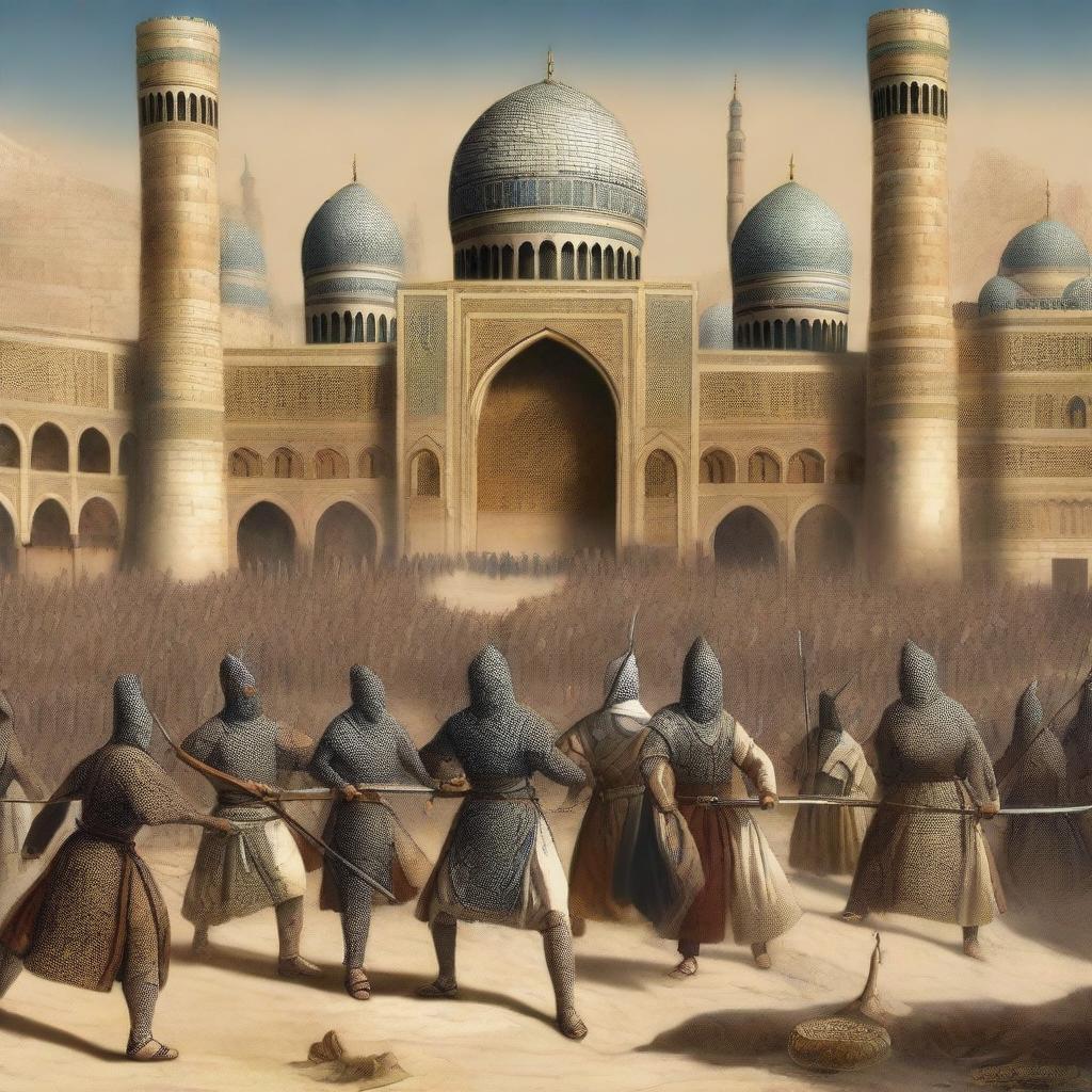 A historical scene set in the Mamluk Sultanate Era in the year 1377