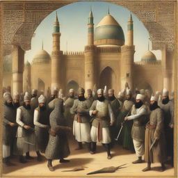 A historical scene set in the Mamluk Sultanate Era in the year 1377