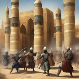 A historical scene set in the Mamluk Sultanate Era in the year 1377