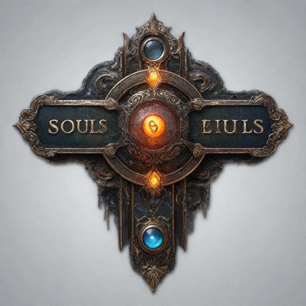 A souls-like UI banner with intricately designed button, meant for text, set against a transparent background.