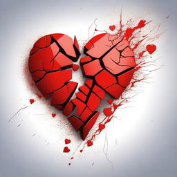 A detailed and artistic illustration of a broken red heart