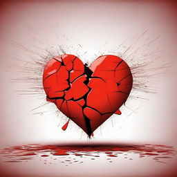 A detailed and artistic illustration of a broken red heart