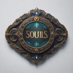 An intricately designed souls-like UI banner with a detailed button, designed for text, against a transparent background.