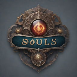 An intricately designed souls-like UI banner with a detailed button, designed for text, against a transparent background.