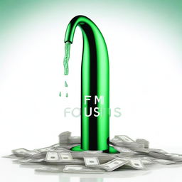 Imagine a white background with a silver or green faucet positioned in the upper half