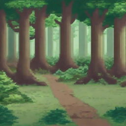 Convert the provided concept art of a forest environment into pixel art
