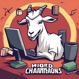 Create an image of a goat named Rebecca, appearing as if she has just ragequit a game