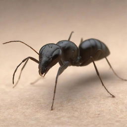 A detailed and realistic image of an ant, displaying its segmented body, antennae, and strong mandibles prominently.