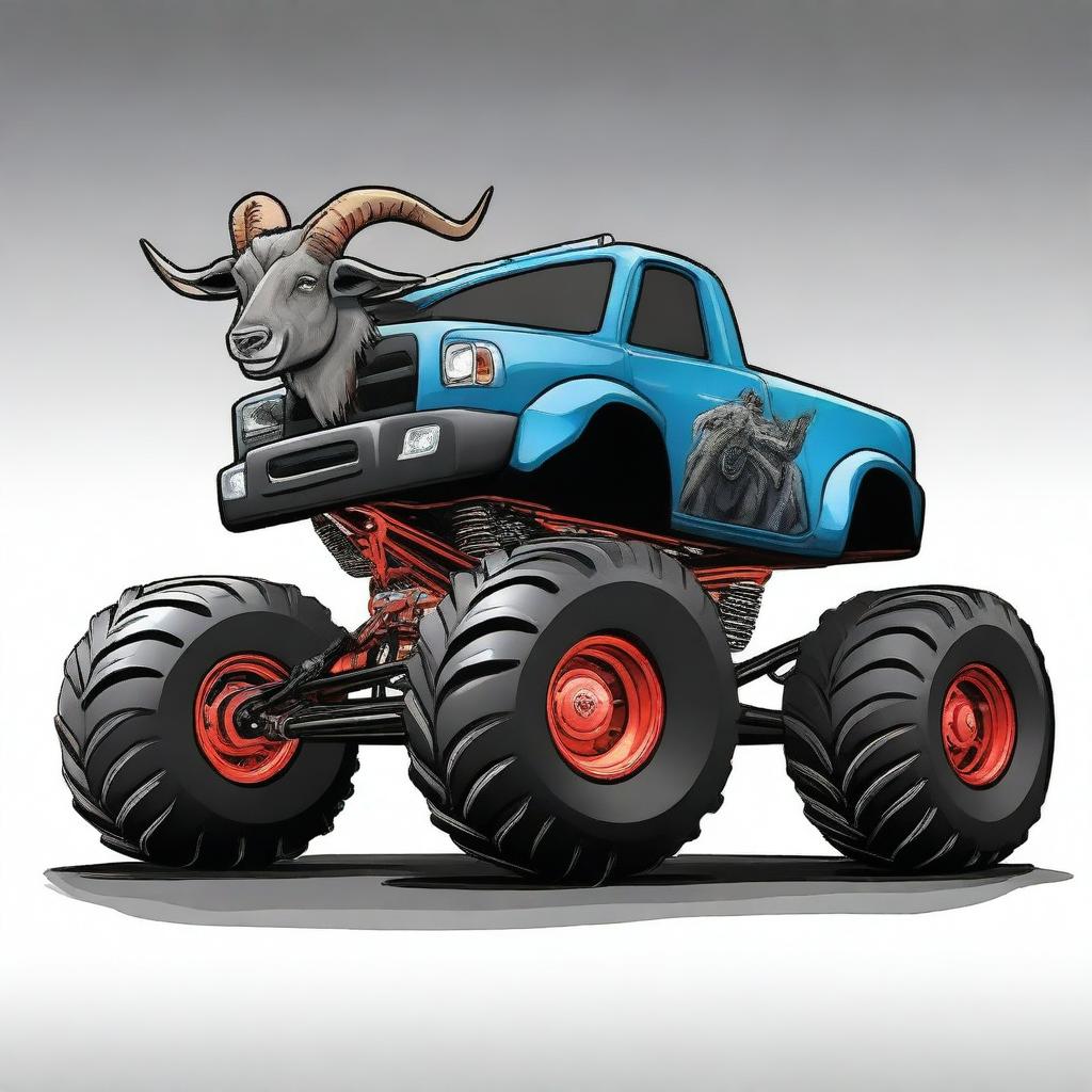 Create an image of a monster truck goat named Bibi