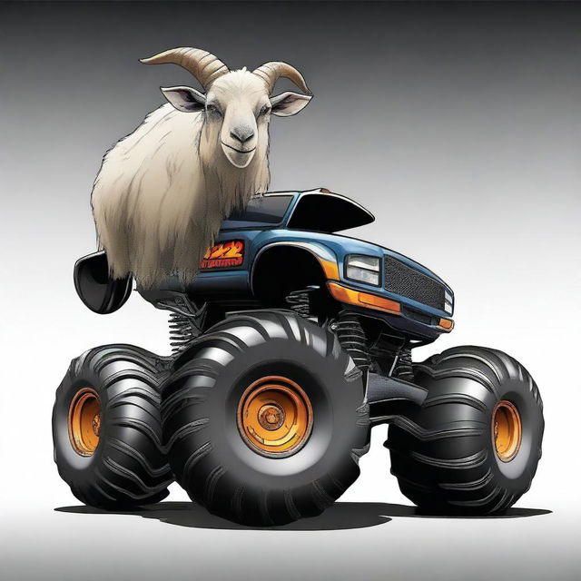 Create an image of a monster truck goat named Bibi