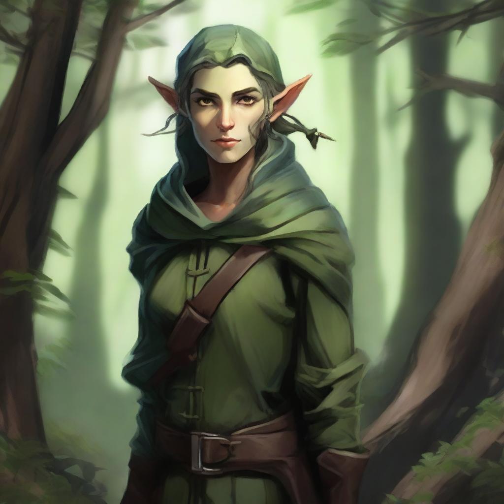 A forest elf rogue wanderer, 440 years old, with a chaotic good alignment