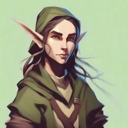 A forest elf rogue wanderer, 440 years old, with a chaotic good alignment
