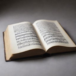 An image of a book with mystical musical notes emerging from its pages, symbolizing how music serves as a magical narrative element.