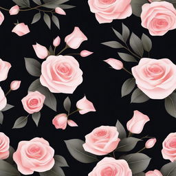 Create an image featuring a black background with elegant arrows intertwined with branches of roses