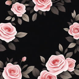 Create an image featuring a black background with elegant arrows intertwined with branches of roses