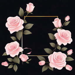 Create an image featuring a black background with elegant arrows intertwined with branches of roses