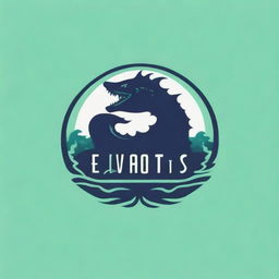Create a logo featuring the word 'Leviathan' with elements of a powerful sea monster