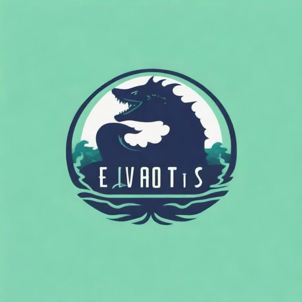 Create a logo featuring the word 'Leviathan' with elements of a powerful sea monster