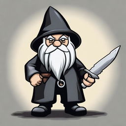 Create an image of a deep gnome spy, dressed in dark, stealthy attire