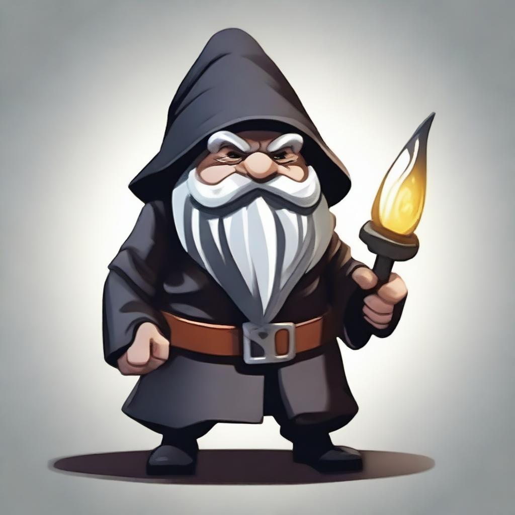 Create an image of a deep gnome spy, dressed in dark, stealthy attire