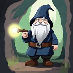 Create an image of a deep gnome spy, dressed in dark, stealthy attire