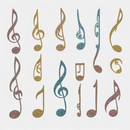 A set of mystical musical notes artistically displayed against a transparent background, illustrating their significant and magical connotations.