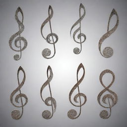 A set of mystical musical notes artistically displayed against a transparent background, illustrating their significant and magical connotations.