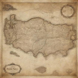 Antique, detailed map of Turkey with vintage texture and sepia color palette