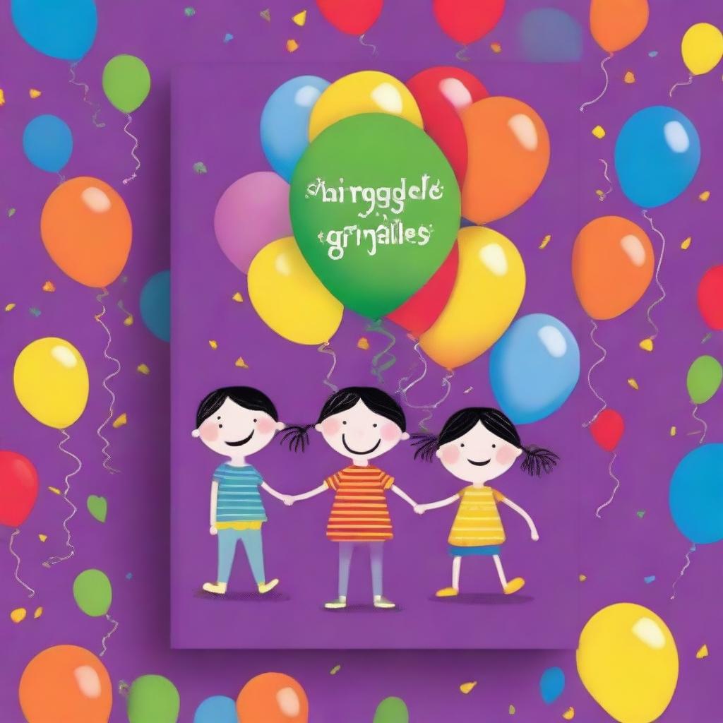 Create a vibrant and playful book cover titled 'Wriggle & Giggle: A Book Full of Fun