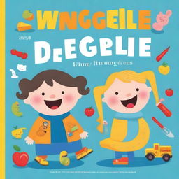 Design a lively and engaging book cover titled 'Wriggle & Giggle: A Busy Book Full of Fun for Toddlers