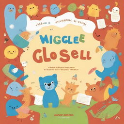 Design a lively and engaging book cover titled 'Wriggle & Giggle: A Busy Book Full of Fun for Toddlers