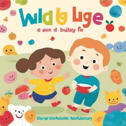 Design a lively and engaging book cover titled 'Wriggle & Giggle: A Busy Book Full of Fun for Toddlers