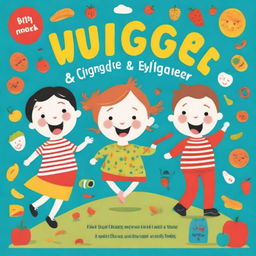 Design a lively and engaging book cover titled 'Wriggle & Giggle: A Busy Book Full of Fun for Toddlers