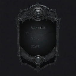 A gothic, darkly atmospheric souls-like UI banner with a button for text, placed on a transparent background.