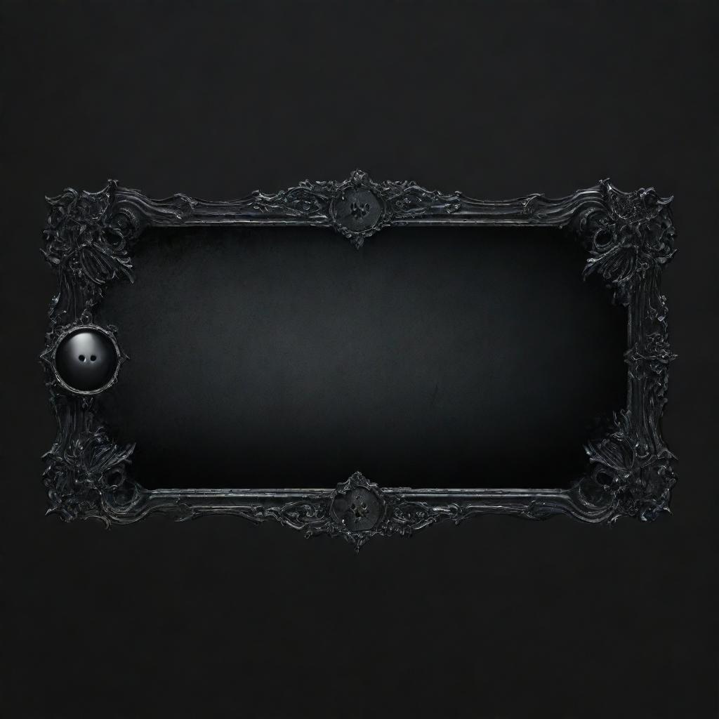 A gothic, darkly atmospheric souls-like UI banner with a button for text, placed on a transparent background.