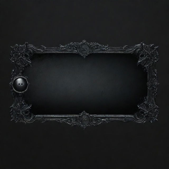 A gothic, darkly atmospheric souls-like UI banner with a button for text, placed on a transparent background.