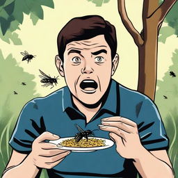 A person named Leon is eating wasps