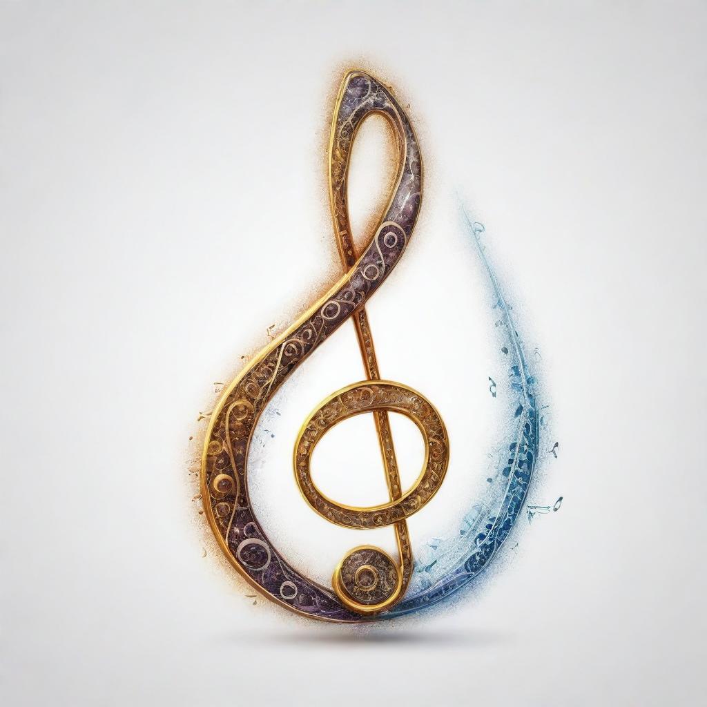 An eye-catching mystical musical note set against a transparent background, its allure emphasized through vivid details and unique design.