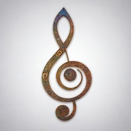 An eye-catching mystical musical note set against a transparent background, its allure emphasized through vivid details and unique design.