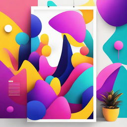 Create a vibrant and eye-catching poster featuring a dynamic scene with colorful elements