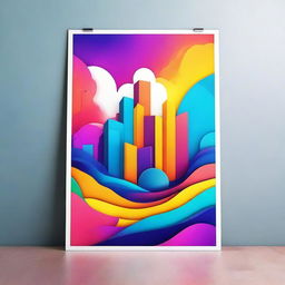 Create a vibrant and eye-catching poster featuring a dynamic scene with colorful elements