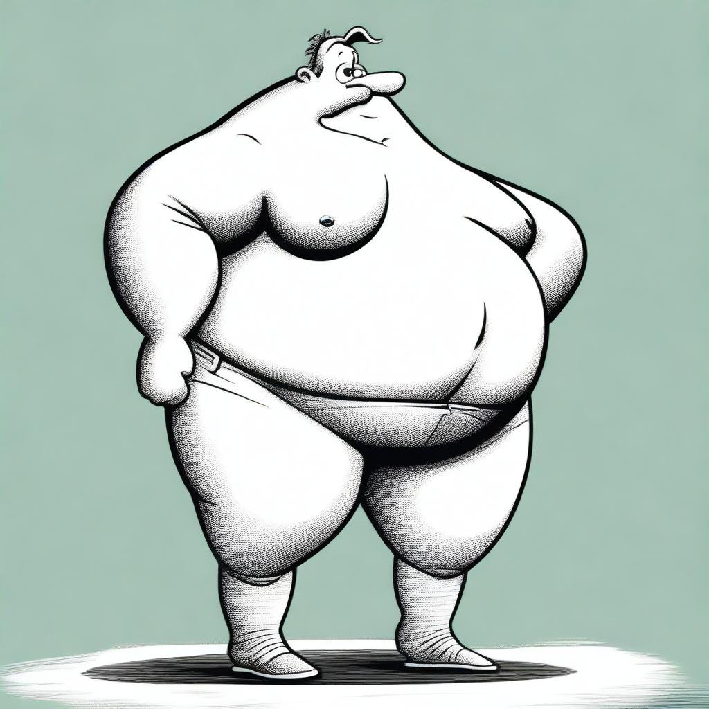 An exaggerated depiction of a person with an extremely large buttocks, emphasizing its size in a humorous or surreal manner