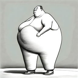 An exaggerated depiction of a person with an extremely large buttocks, emphasizing its size in a humorous or surreal manner