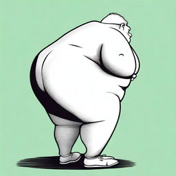 An exaggerated depiction of a person with an extremely large buttocks, emphasizing its size in a humorous or surreal manner